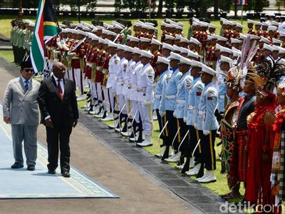 Momen Prabowo Sambut Presiden Afrika Selatan Cyril Ramaphosa di Istana Merdeka