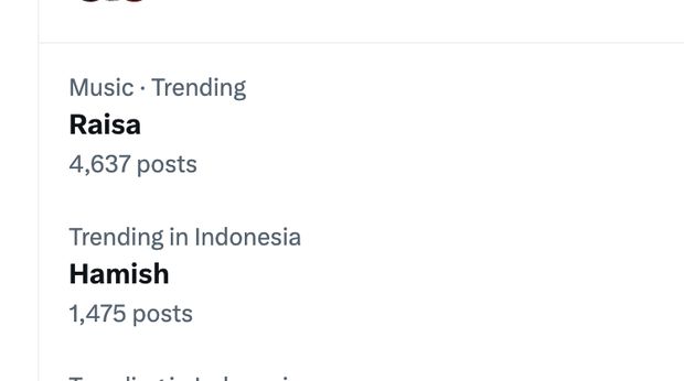 Raisa dan Hamish Daud trending di X pada Rabu (22/10) pukul 18.45 WIB