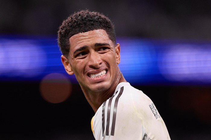 MADRID, SPAIN - 2025/10/22: Jude Bellingham of Real Madrid CF seen during the UEFA Champions League 2025/2026 first round day 3 football match between Real Madrid CF and Juventus FC at Santiago Bernabeu Stadium. Final score Real Madrid CF 1 : 0 Juventus FC. (Photo by Federico Titone/SOPA Images/LightRocket via Getty Images)