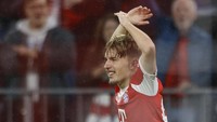 Lennart Karl mencetak gol pertama Bayern Munich saat menghajar Club Brugge 4-0. Usianya baru 17 tahun 242 hari. Foto: REUTERS/Michaela Stache