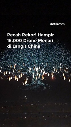 Video: Pecah Rekor! Hampir 16 Ribu Drone Menari di Langit China
