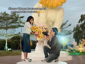 Effort Banget! Viral Pria Buat Patung Bunga Matahari Raksasa untuk Lamaran