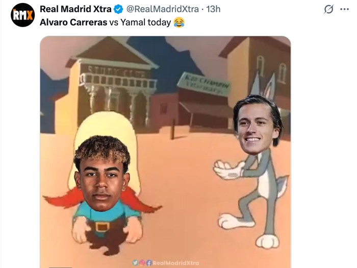 meme lamine yamal,lamine yamal,meme barcelona,barcelona,el clasico,real madrid vs barcelona,laliga,liga spanyol,meme sepakbola