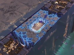 Aslinya, Stadion Neom memang akan dibangun dengan menjulang ke udara. Kira-kira begini konsepnya. Foto: Dok. 2034 FIFA World Cup