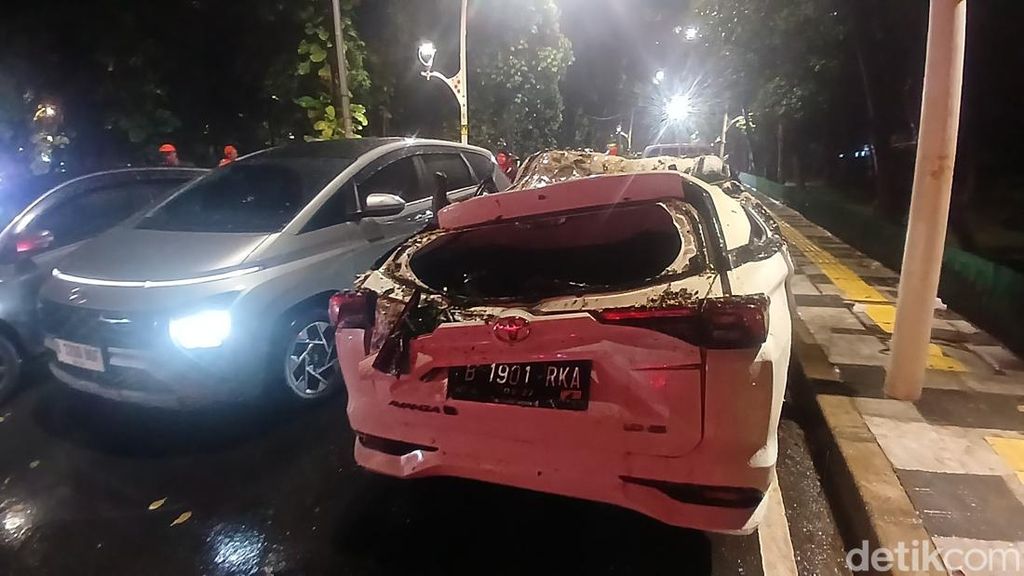 Penampakan Mobil Ringsek Tertimpa Pohon di Dharmawangsa Jaksel Penampakan Mobil Ringsek Tertimpa Pohon di Dharmawangsa Jaksel