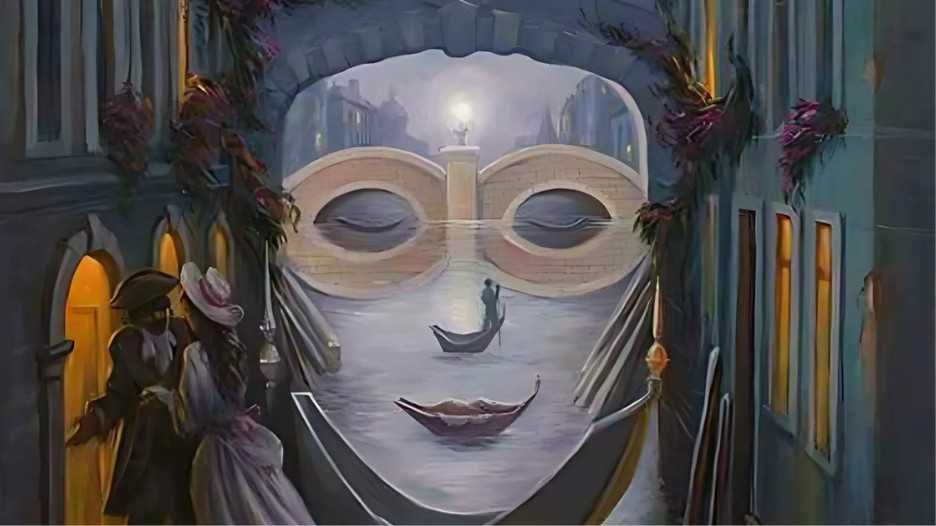 Tes kepribadian ilusi optik, sepasang kekasih, perempuan bertopeng, perahu kosong, atau tukang perahu yang pertama dilihat.