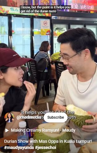 Mukbang Durian Musang King di Malaysia, Maudy Ayunda dan Suami Beri Nilai Beda Mukbang Durian Musang King di Malaysia, Maudy Ayunda dan Suami Beri Nilai Beda