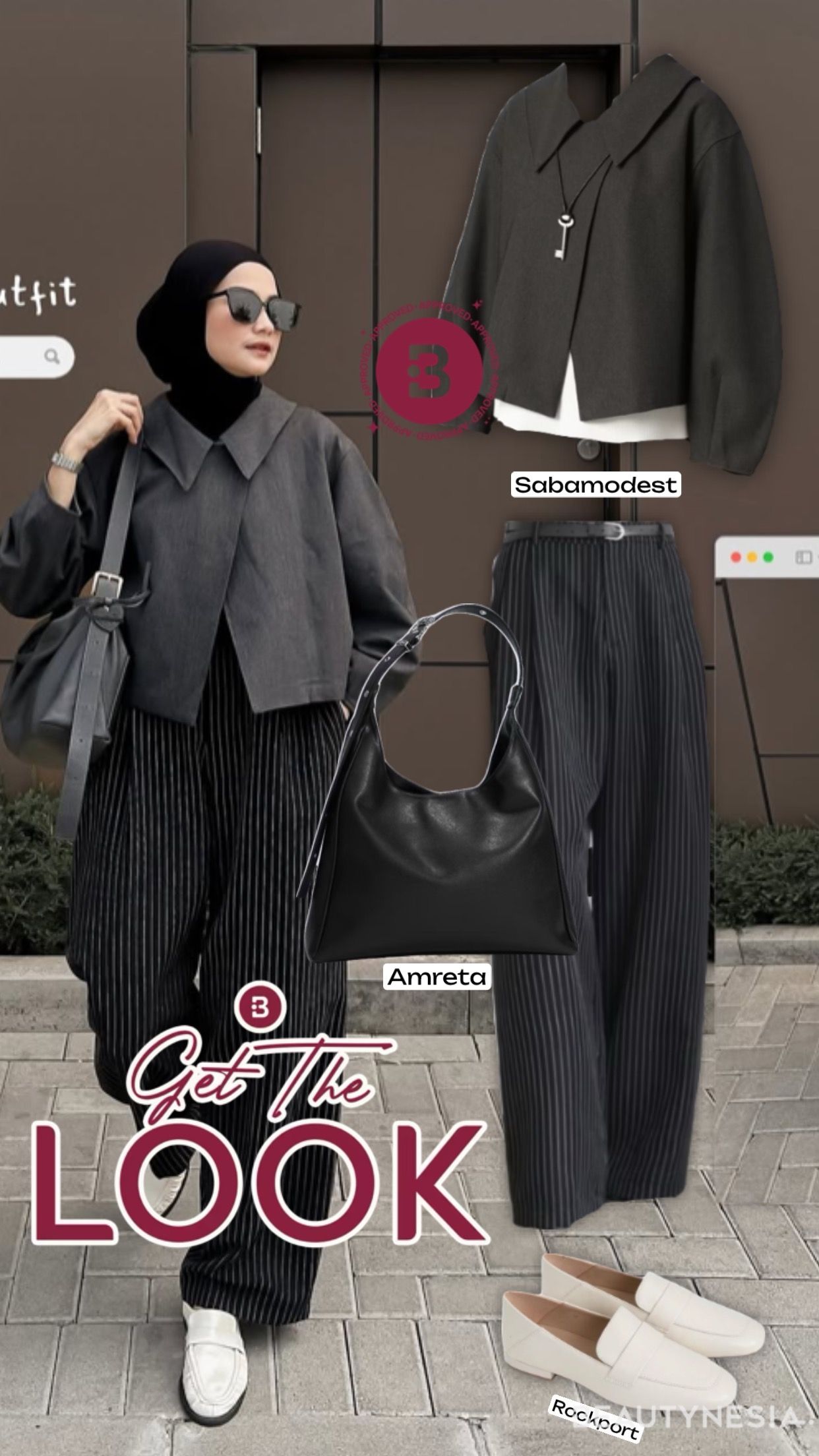 Kamu bisa sontek gaya casual tapi tetap profesional ala influencer Anggita Kusuma Dewi berikut ini. Outer semi crop look dengan kerah overlap dan asimetris cutting di bagian depan jadi pencuri perhatian. Kamu bisa padukan dengan striped pants yang menawarkan versatile design, serta loafer berwarna off white.