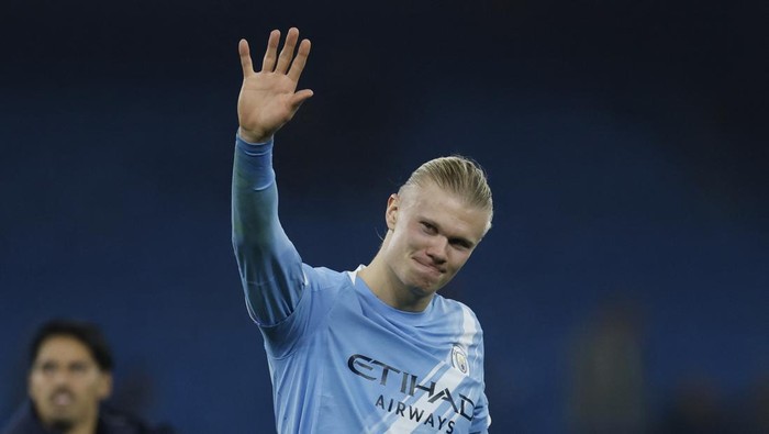Soccer Football - UEFA Champions League - Manchester City v Borussia Dortmund - Etihad Stadium, Manchester, Britain - November 5, 2025 Manchester Citys Erling Haaland celebrates after the match Action Images via Reuters/Jason Cairnduff