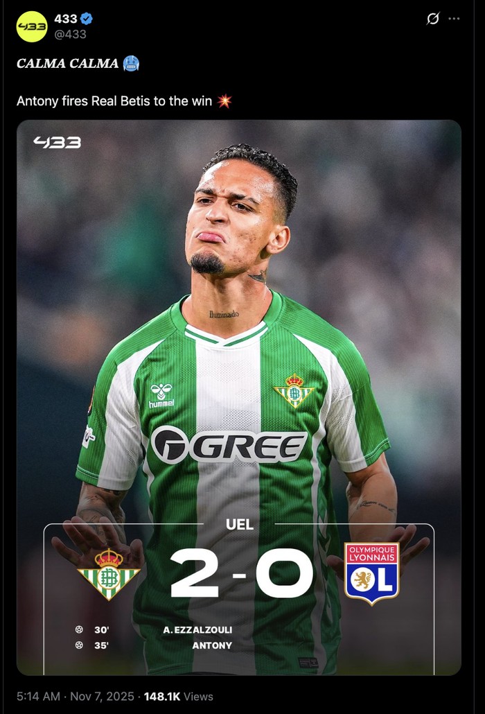 Meme Antony Goat bermunculan lagi usai aksinya bikin gol ke gawang Lyon untuk membantu Sporting Lisbon menang 2-0 di Liga Europa.