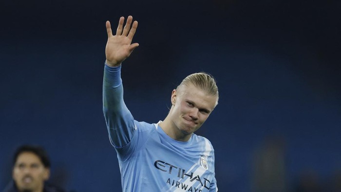 Soccer Football - UEFA Champions League - Manchester City v Borussia Dortmund - Etihad Stadium, Manchester, Britain - November 5, 2025 Manchester Citys Erling Haaland celebrates after the match Action Images via Reuters/Jason Cairnduff