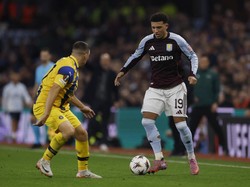 Jadon Sancho sudah mainkan tujuh laga bersama Aston Villa, rinciannya tiga laga di Liga Inggris, tiga laga di Liga Europa, dan sekali di Carabao Cup (Action Images via Reuters/Andrew Couldridge)