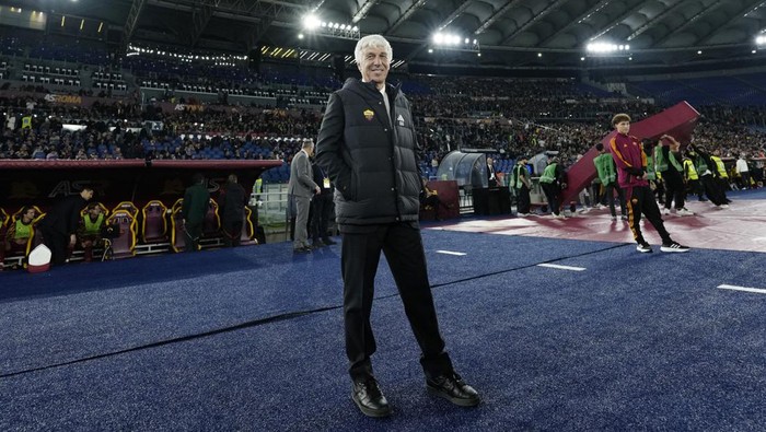 Soccer Football - Serie A - AS Roma v Udinese - Stadio Olimpico, Rome, Italy - November 9, 2025 AS Roma coach Gian Piero Gasperini reacts REUTERS/Matteo Ciambelli