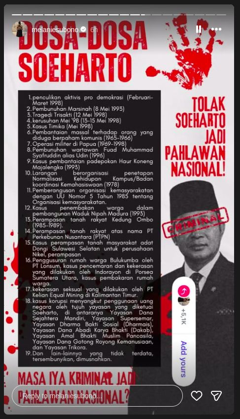 Unggahan Melanie Subono