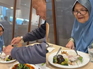 Sweet! Suami Berusia 92 Tahun Ini Tetap Ambilkan Makan untuk Istri