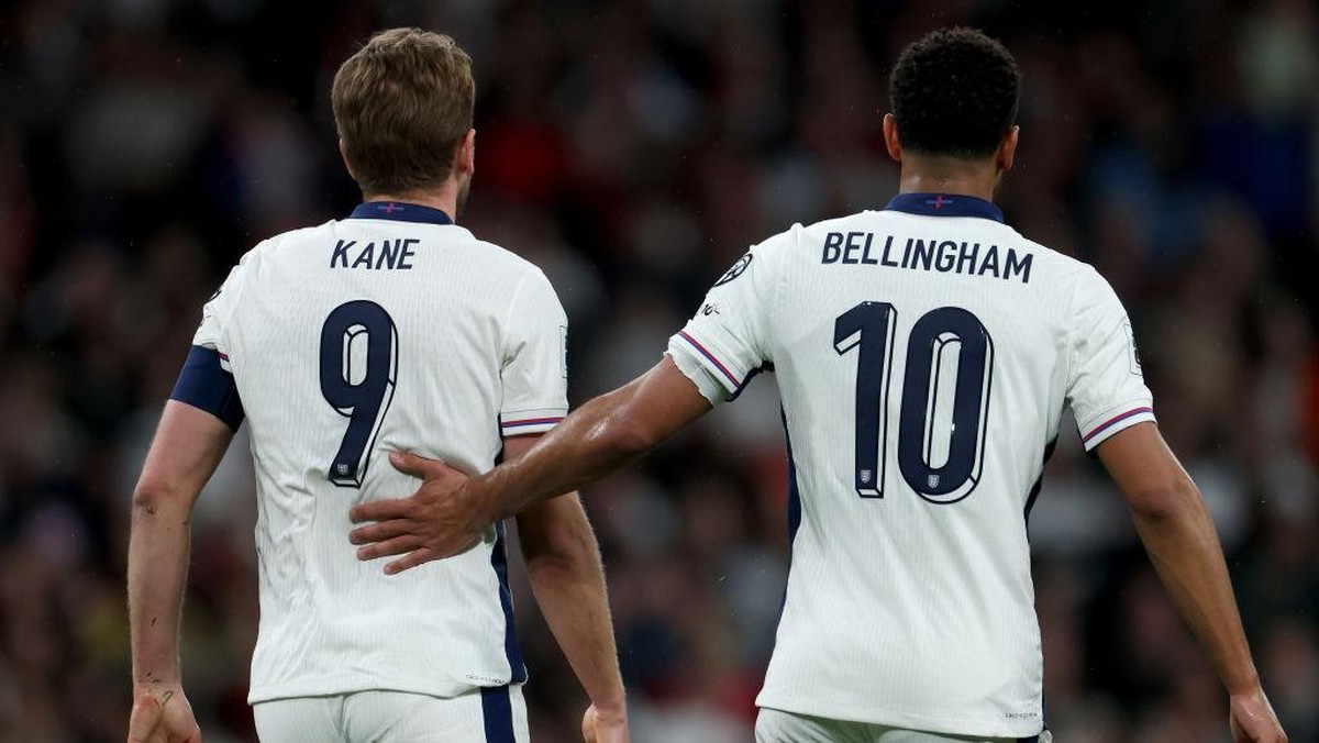 Harry Kane dan Jude Bellingham saat main bersama di Timnas Inggris. (The FA via Getty Images/Eddie Keogh - The FA)