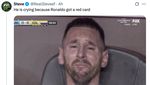 Meme Kocak Ronaldo Dikartu Merah, Sampai Bikin Messi Nangis