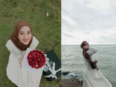 Dinda Hauw Rayakan Ultah ke-29 di Tepi Pantai Pakai Cake Strawberry