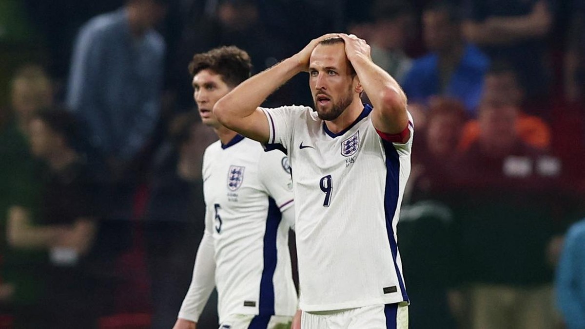 Harry Kane sebal pencapaian Timnas Inggris di Kualifikasi Piala Dunia 2026 diremehkan. (REUTERS/Florion Goga)