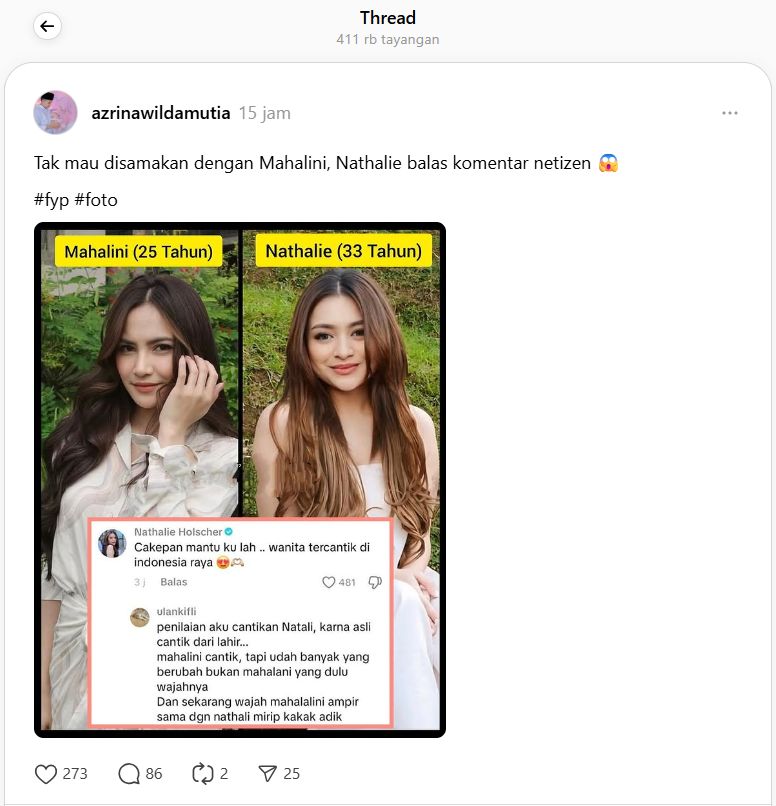 Nathalie Holscer dan Mahalini