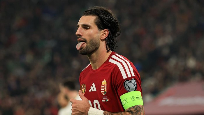 Dominik Szoboszlai of Hungary participates in the FIFA 2026 World Cup Qualifiers match at Puskas Arena in Budapest, Hungary, on November 16, 2025. (Photo by Pal Gollner/NurPhoto via Getty Images)