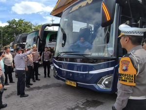 Polisi Cek Kelaikan Bus di Terminal Pekanbaru, Jamin Keselamatan Penumpang