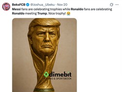 Fans Messi membalas bahwa kubu Ronaldo cuma membanggakan pertemuan Trump, bukan memenangkan piala. (Foto: X.com/@Joshua_Ubeku)
