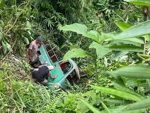Kena Senggol, Truk Pengangkut LPG di Tabanan Terperosok ke Jurang