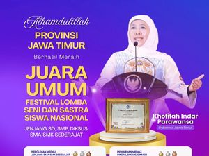 Jatim Juara Umum FLS3N 2025, Khofifah: Bukti Pelajar Kreatif Inovatif