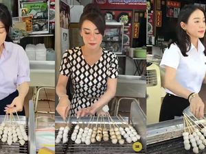 S3 Marketing! Penjual Sate Babi Cosplay Unik saat Jualan