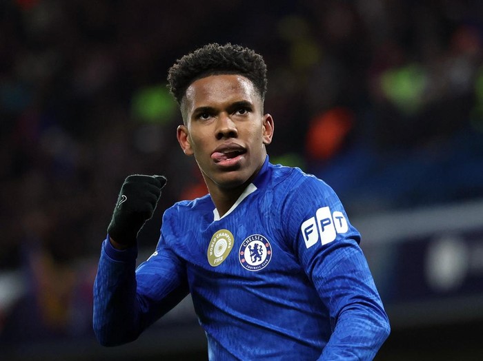 Soccer Football - UEFA Champions League - Chelsea v FC Barcelona - Stamford Bridge, London, Britain - November 25, 2025 Chelsea's Estevao celebrates scoring their second goal REUTERS/Hannah Mckay