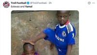 Estevao mulai bisa mengungguli Yamal nih. (Foto: X.com/@TrollFootball)