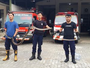 Damkar Boyolali Evakuasi Piton 2,5 Meter di Atap Rumah Warga