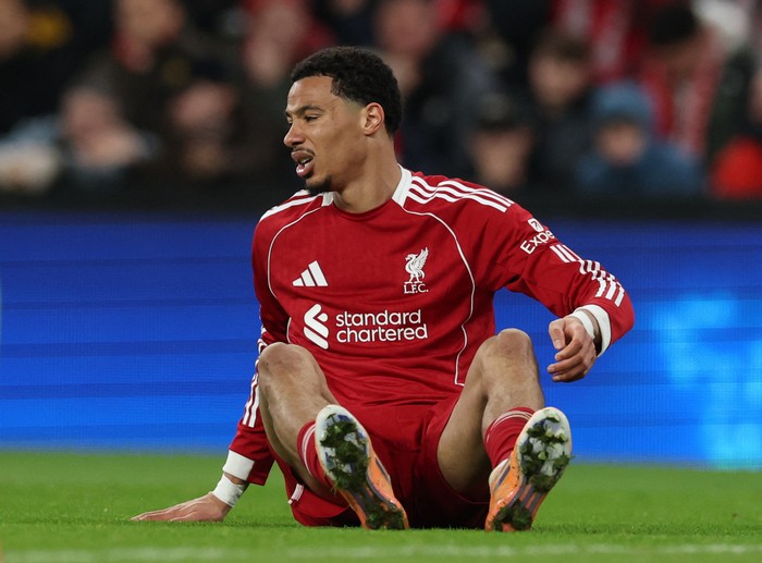 Soccer Football - UEFA Champions League - Liverpool v PSV Eindhoven - Anfield, Liverpool, Britain - November 26, 2025 Liverpools Hugo Ekitike reacts REUTERS/Phil Noble