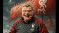 Meme yang bilang Samuel Allardyce bakal cocok melatih Liverpool sebagai pengganti Slot. Foto: dok. Internet/X (Twitter)