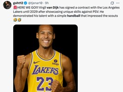 Van Dijk diolok-olok karena handball-nya mirip gaya main basket. (Foto: X.com/@tjenar10)