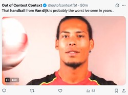 Tak diragukan lagi Van Dijk memang atlet basket terbaik, katanya. Handballnya disebut yang paling buruk. (Foto: X.com/@outofcontextfb1)