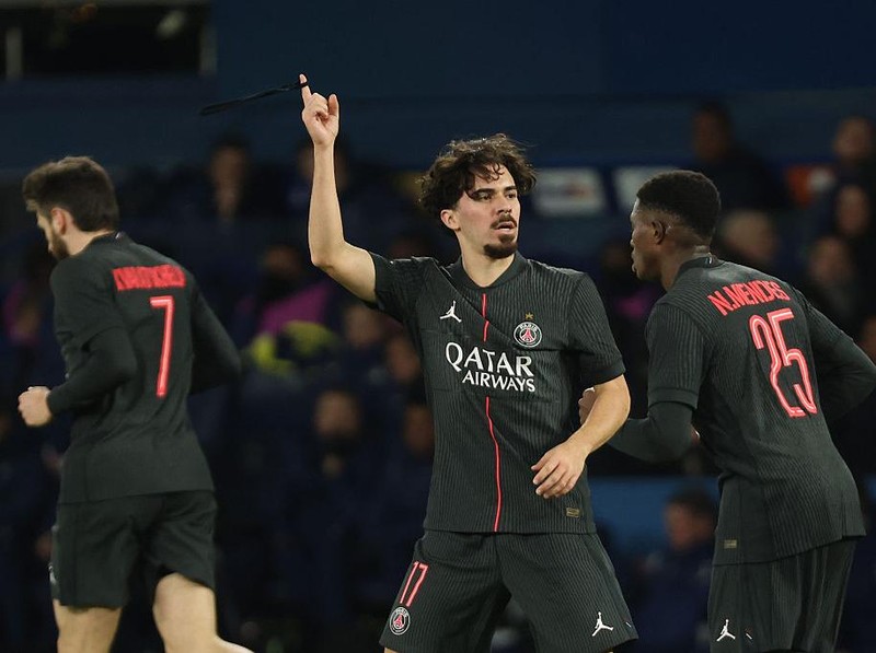 Paris, France - November 26: Vitinha of Paris Saint-Germain celebrates goal during the UEFA Champions League 2025/26 League Phase MD5 match between Paris Saint-Germain and Tottenham Hotspur at Parc des Princes on November 26, 2025 in Paris, France. (Photo by Tnani Badreddine/DeFodi Images/DeFodi via Getty Images)