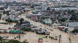 Foto Udara Banjir Parah Terjang Thailand Selatan
