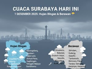 Cuaca Surabaya Hari Ini, Hujan Ringan Menyebar di Sejumlah Kecamatan