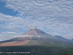 Gunung Semeru 3 Kali Erupsi Pagi Ini, Tinggi Awan Panas Capai 900 Meter