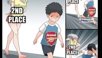 Meme Arsenal mulai dibayangi posisi kedua, yang dalam beberapa musim terakhir ditempatinya. Foto: dok. Internet/X (Twitter)