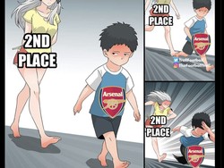 Meme Arsenal mulai dibayangi posisi kedua, yang dalam beberapa musim terakhir ditempatinya. Foto: dok. Internet/X (Twitter)