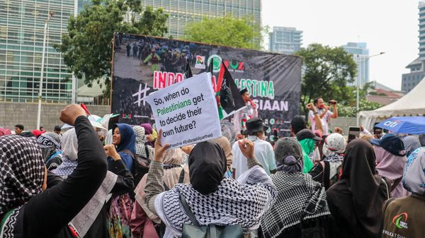 Aksi Satu Kemanusiaan, Dukungan untuk Palestina Menggema di Kedubes AS
