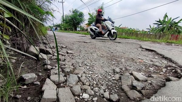 Duh! Jalan di Sidoarjo Ini Penuh Lubang