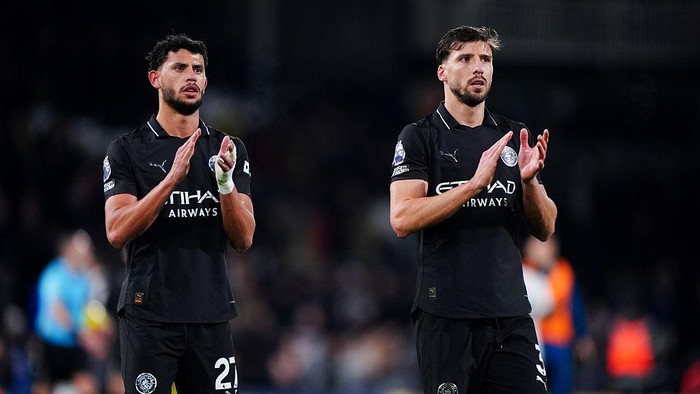 Manchester Citys Ruben Dias (right) and Matheus Nunes following the Premier League match at Craven Cottage, London. Picture date: Tuesday December 2, 2025. (Photo by Bradley Collyer/PA Images via Getty Images)