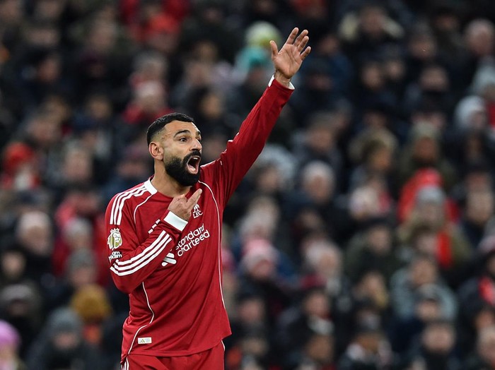 Soccer Football - Premier League - Liverpool v Sunderland - Anfield, Liverpool, Britain - December 3, 2025 Liverpool's Mohamed Salah reacts REUTERS/Peter Powell EDITORIAL USE ONLY. NO USE WITH UNAUTHORIZED AUDIO, VIDEO, DATA, FIXTURE LISTS, CLUB/LEAGUE LOGOS OR 'LIVE' SERVICES. ONLINE IN-MATCH USE LIMITED TO 120 IMAGES, NO VIDEO EMULATION. NO USE IN BETTING, GAMES OR SINGLE CLUB/LEAGUE/PLAYER PUBLICATIONS. PLEASE CONTACT YOUR ACCOUNT REPRESENTATIVE FOR FURTHER DETAILS..