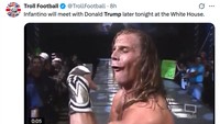Sementara Infantino dicap bak memberi oral seks ke Trump karena berusaha menyenangkannya. (Foto: X.com/@TrollFootball)