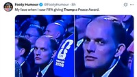 Ekspresimu saat Trump memenangkan gelar FIFA Peace Prize kayak gini gak? (Foto: X.com/@FootyHumour)