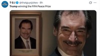 Gambaran Trump berdiri di foto penghargaannya sendiri. (Foto: X.com/@thatguyjokes)